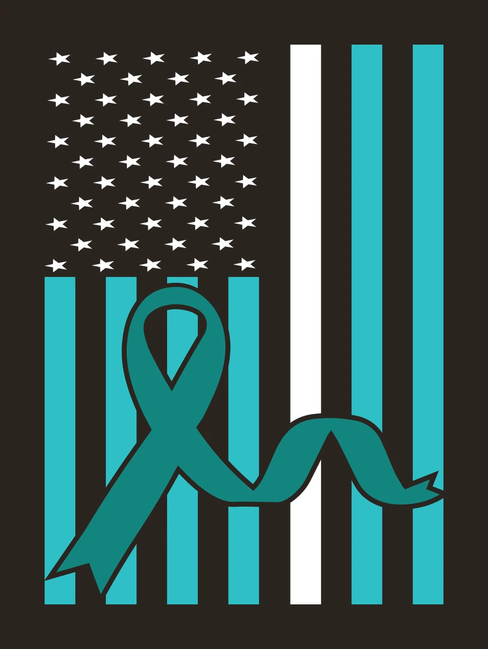 American Flag With Awareness Ribbon draped stars stripes silhouette contrast preview thumbnail