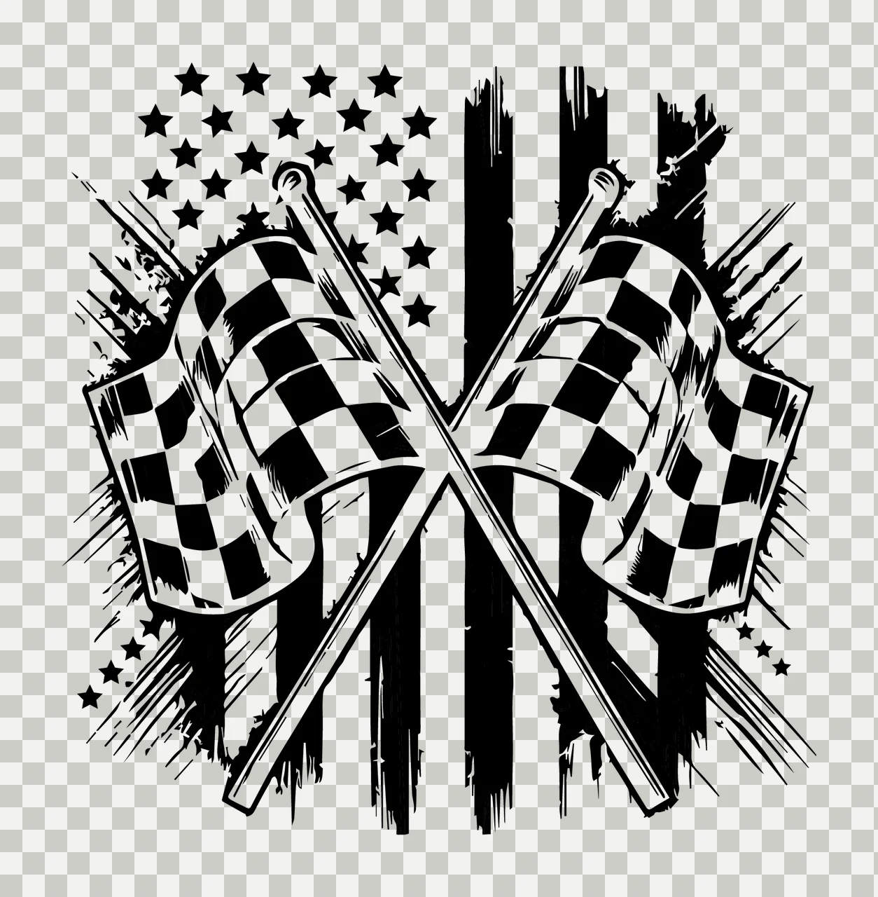 Chequered Flags Over Star And Stripe crossed checkered stars transparency and detail preview thumbnail