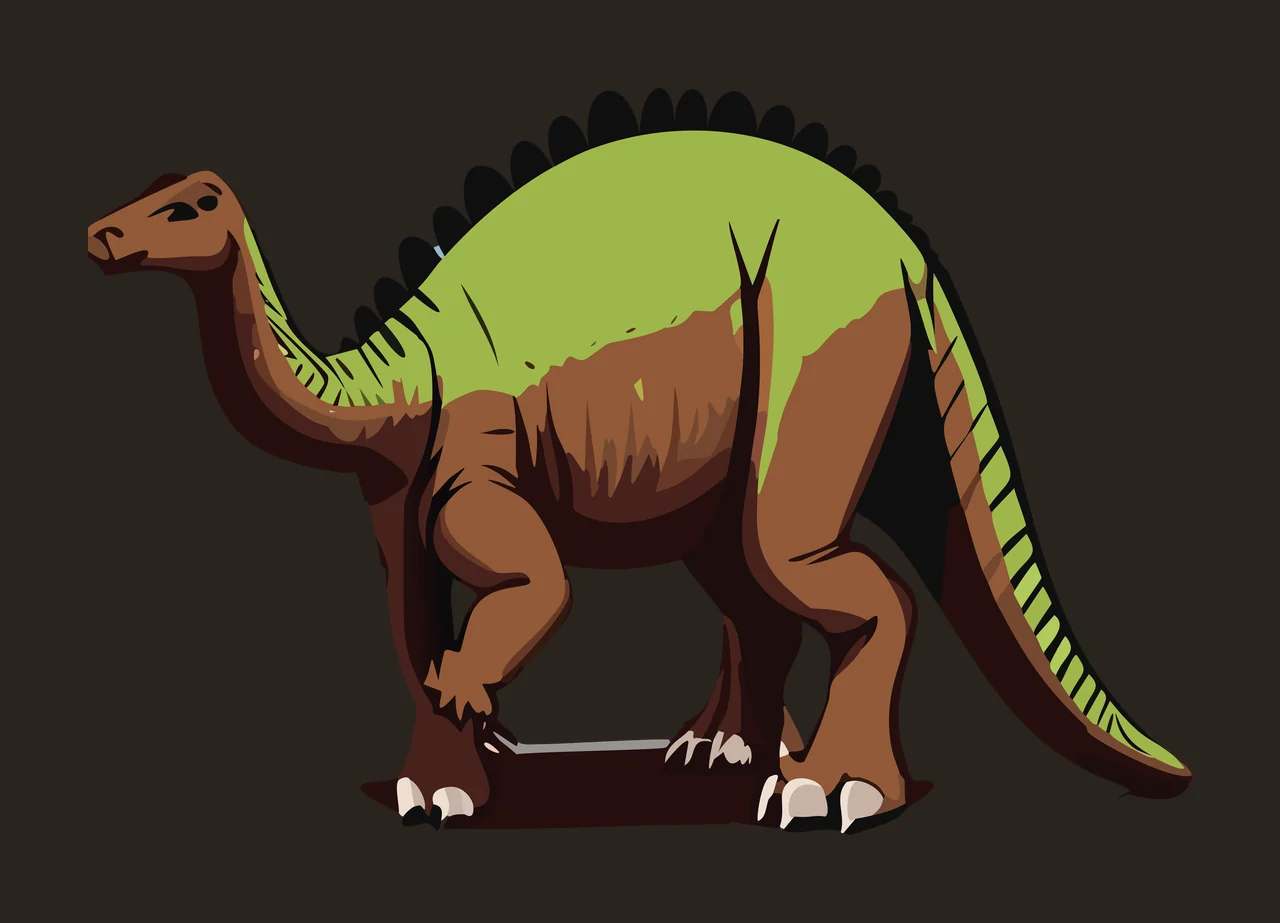 Dinosaur Silhouette Standing Profile spikes tail limbs black contrast preview thumbnail