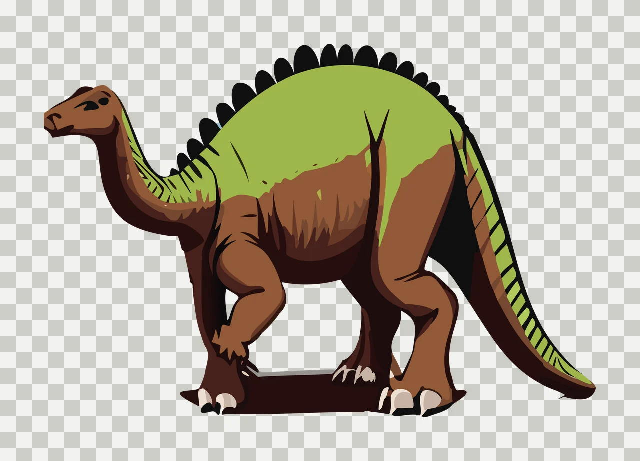 Dinosaur Silhouette Standing Profile spikes tail limbs black transparency and detail preview thumbnail