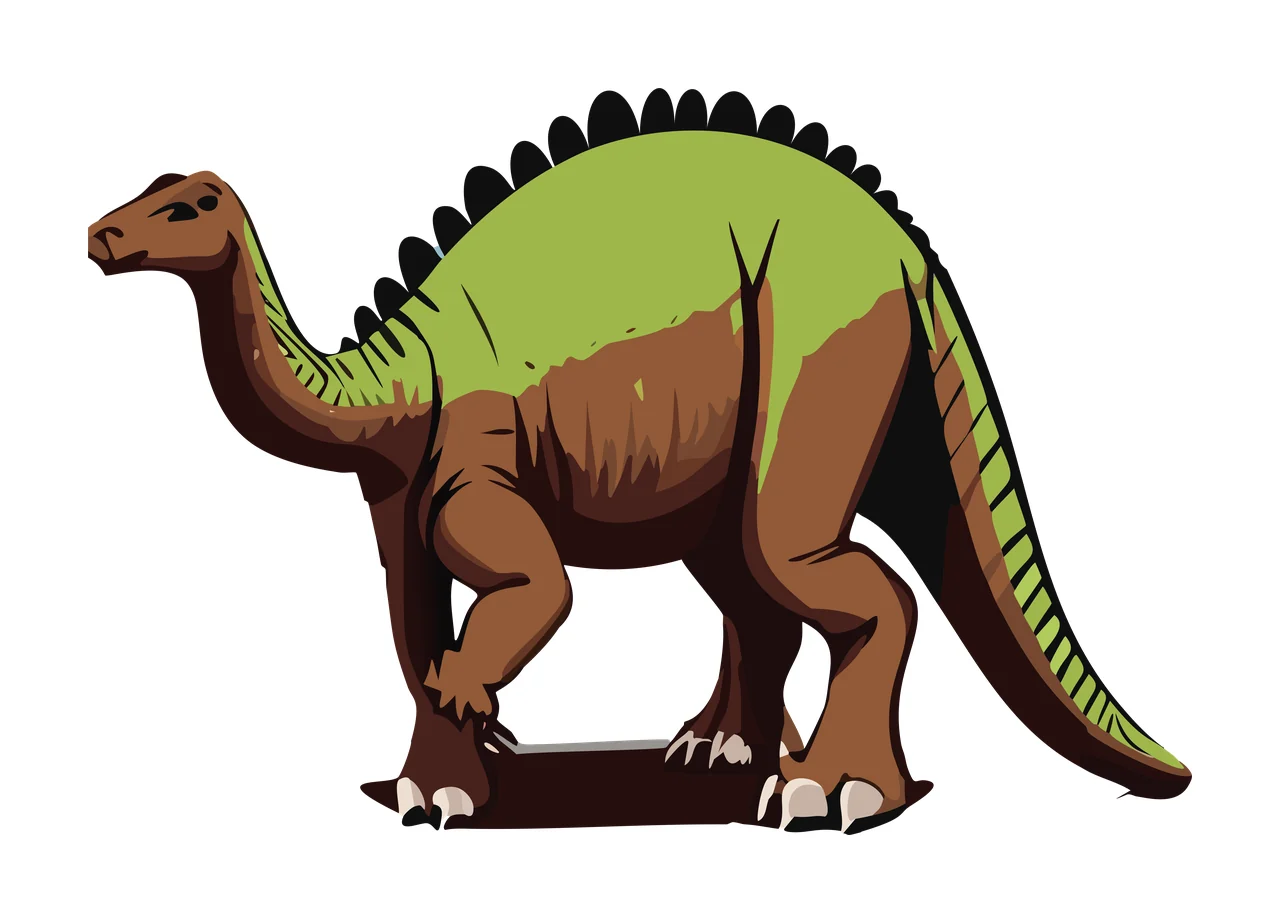 Dinosaur Silhouette Standing Profile spikes tail limbs black