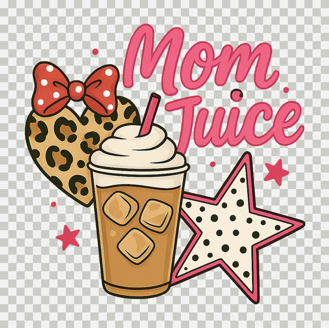 Mom Juice ice coffee coquette bow ORIGINAL She Just Mom transparency and detail preview thumbnail