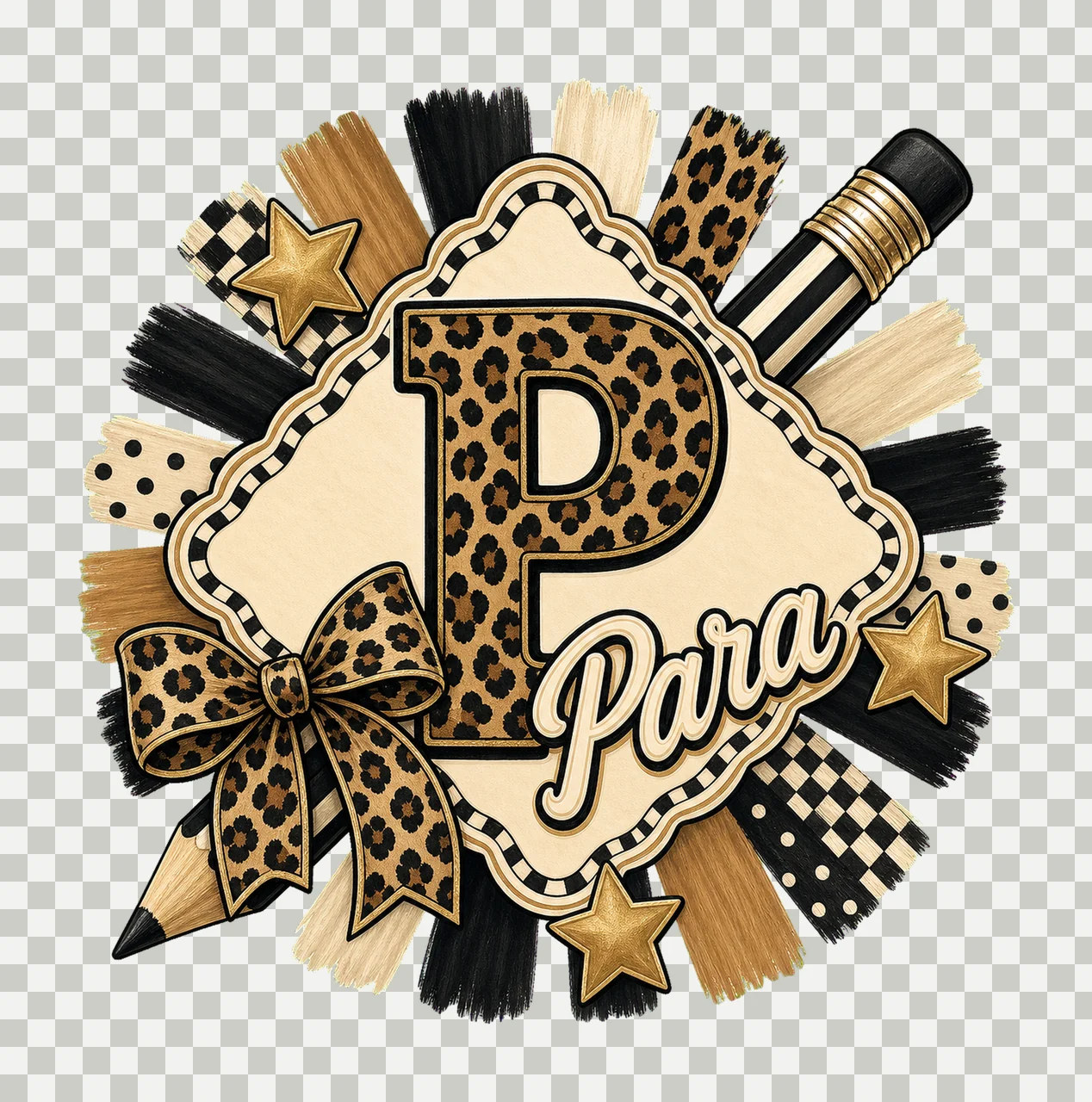Preppy Teacher Monogram Cute Coquette School Variation B transparency and detail preview thumbnail