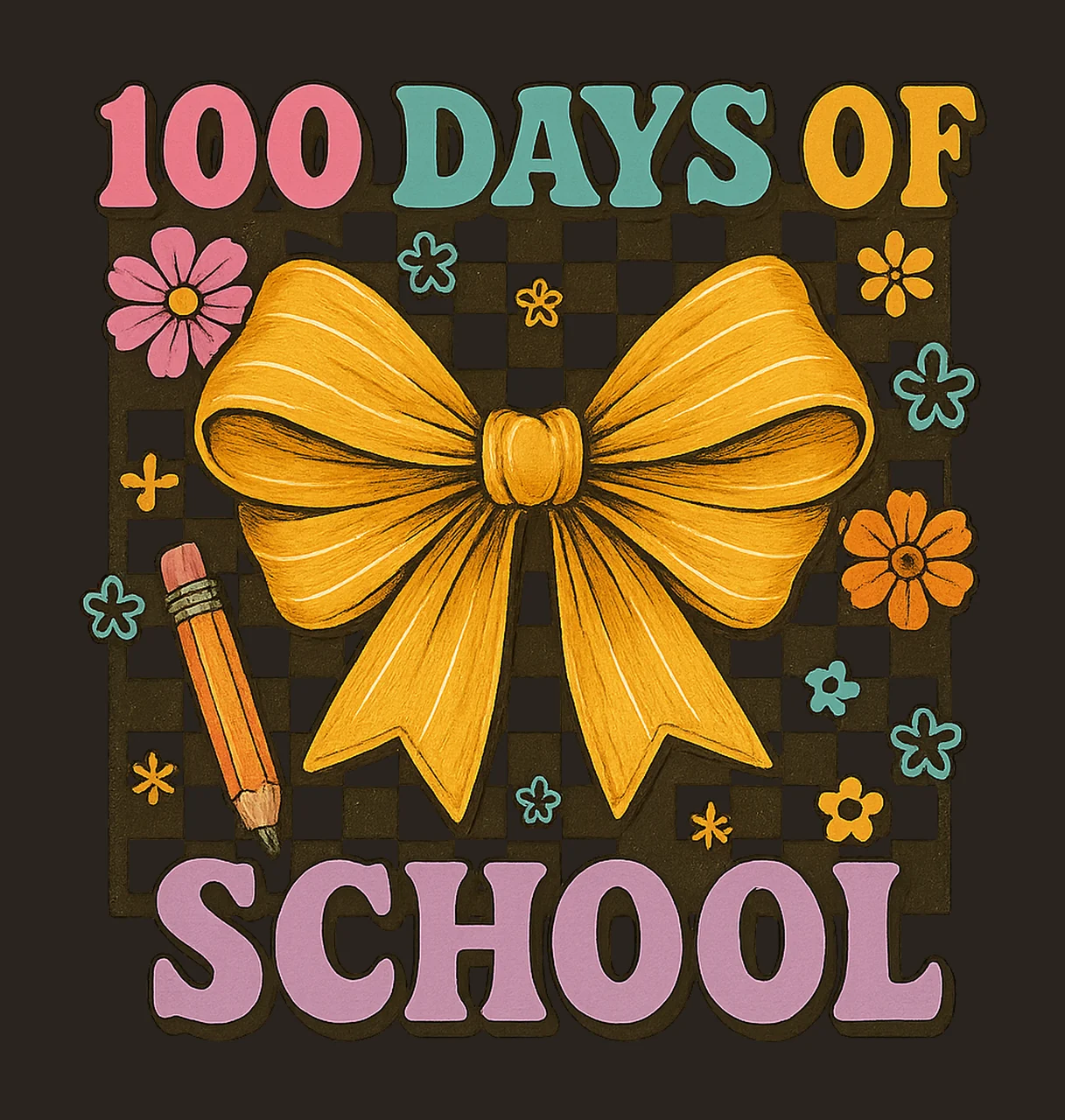 100 Days of School Groovy Retro Teacher Design Sublimation contrast preview thumbnail