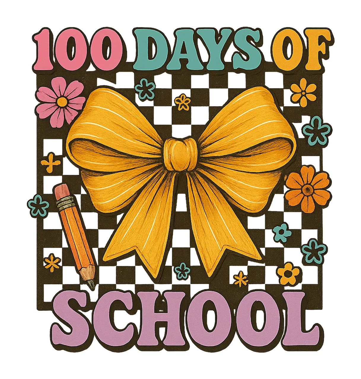 100 Days of School Groovy Retro Teacher Design Sublimation