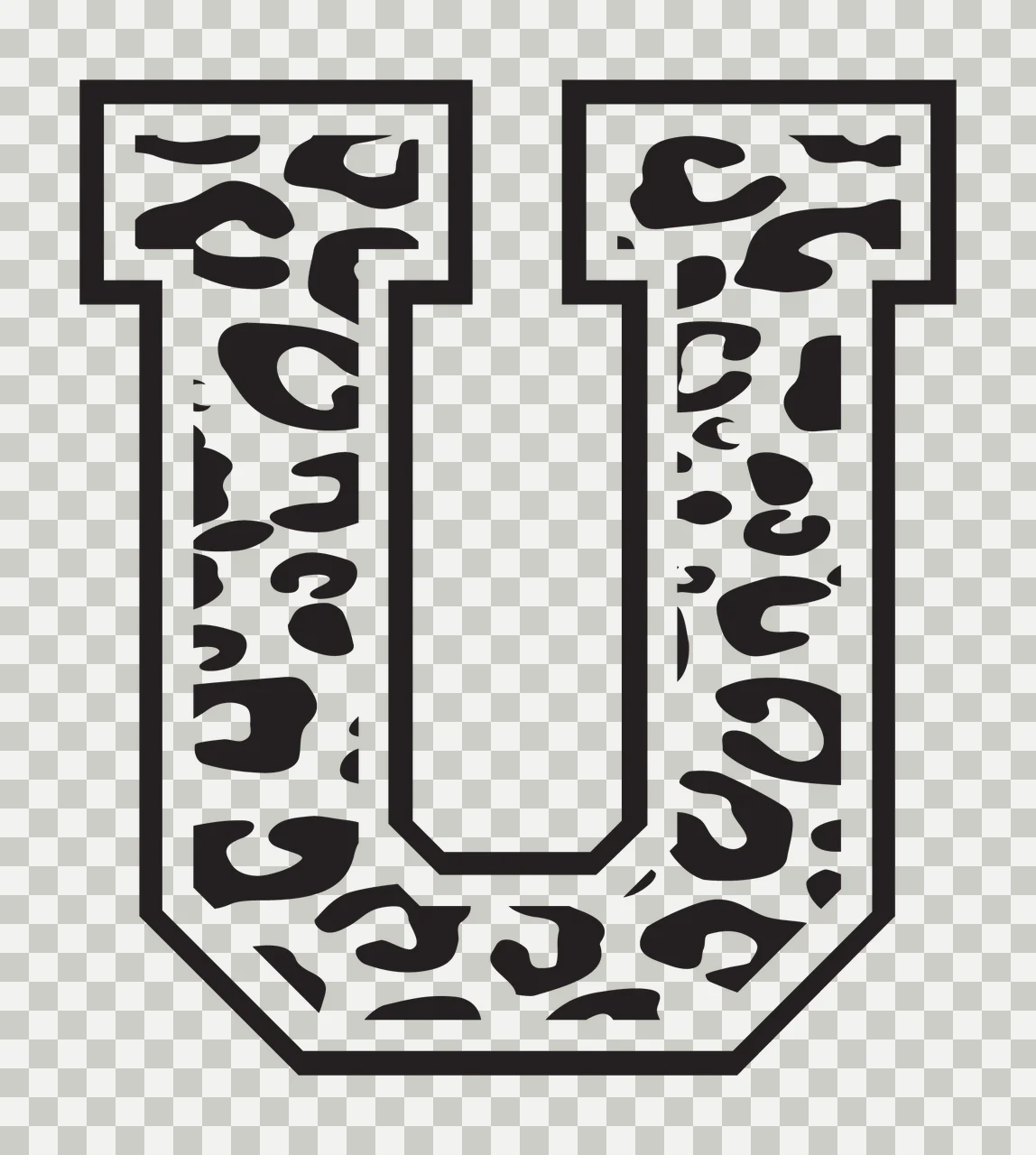 Can Glass Wrap U Animal Print Letter transparency and detail preview thumbnail