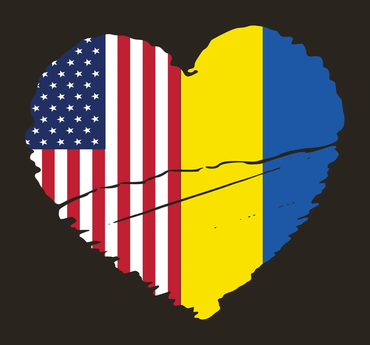 Heart-shaped composite flag design with heart shape, United States flag elements, Moldova flag elements and stars in blue, white and red contrast preview thumbnail