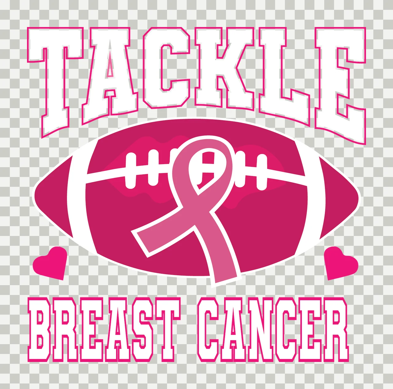 Tackle Breast Cancer Football Graphic hearts typography black transparency and detail preview thumbnail