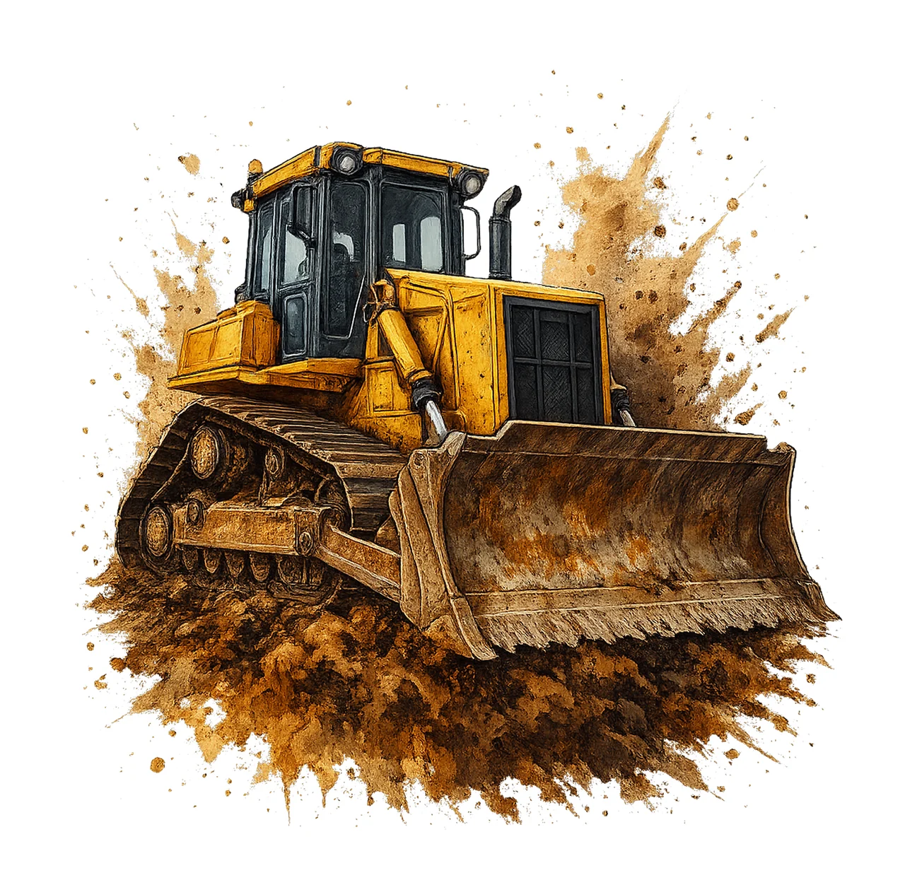 Bulldozer watercolor paint splash Construction Artwork