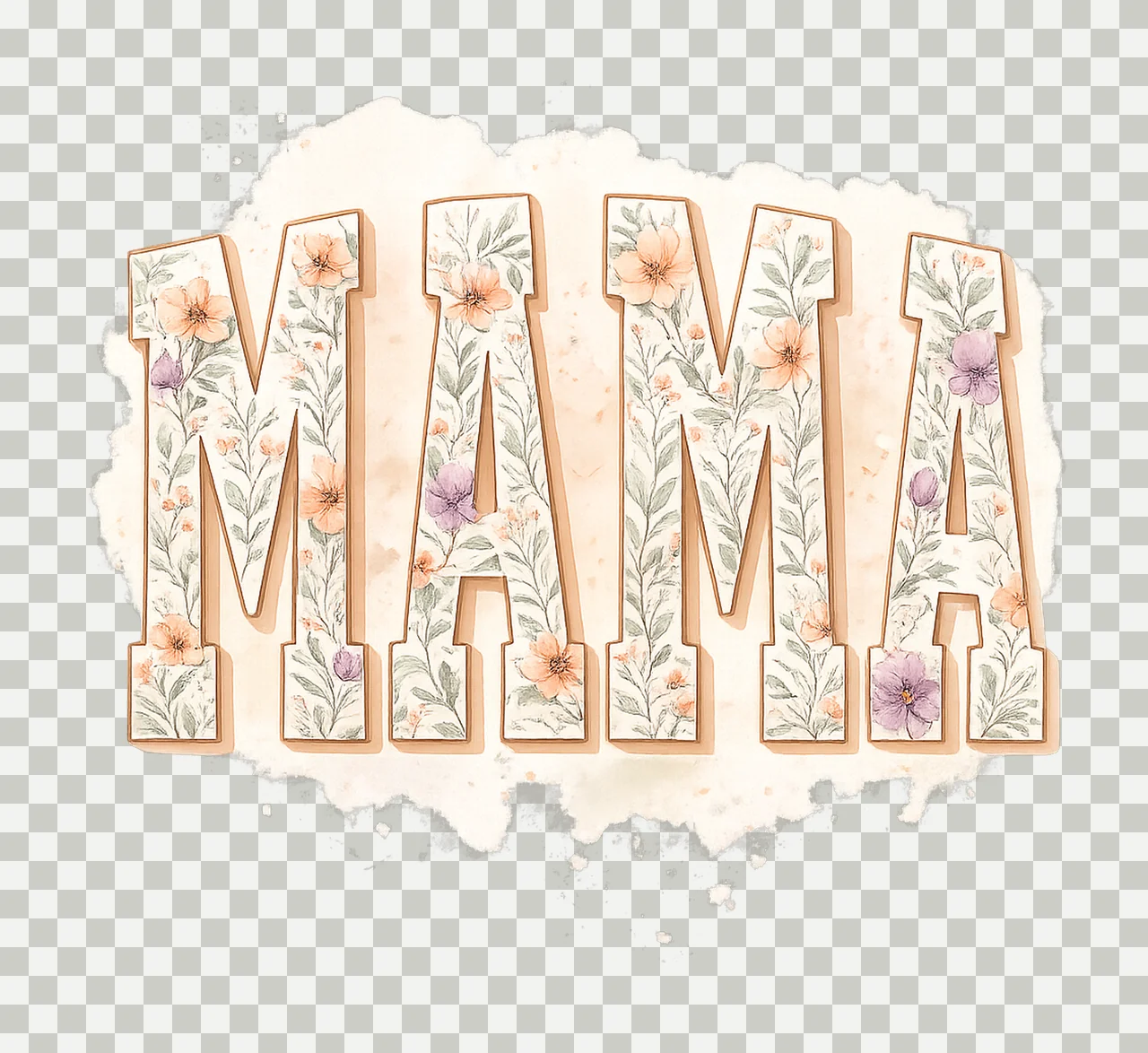 Mama Floral Wild Flower Clip Art Printable Design Mother Day transparency and detail preview thumbnail