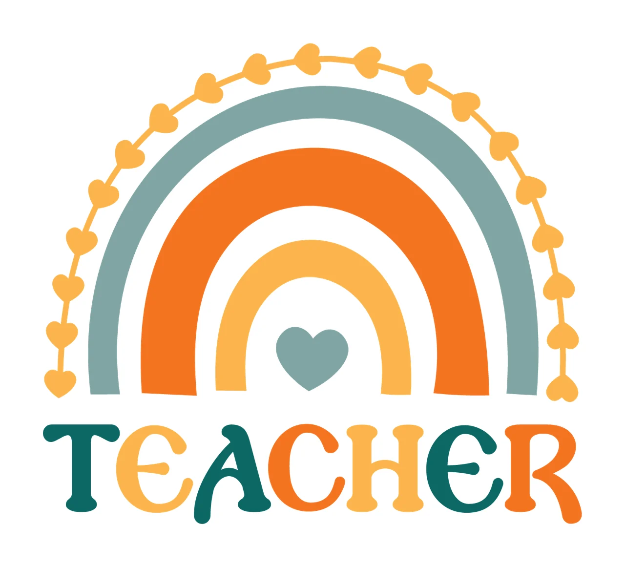Can Glass Wrap Teacher Rainbow With Hearts Design