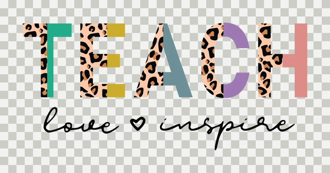 Teach Love Inspire Black Text With Small Heart display symbol transparency and detail preview thumbnail