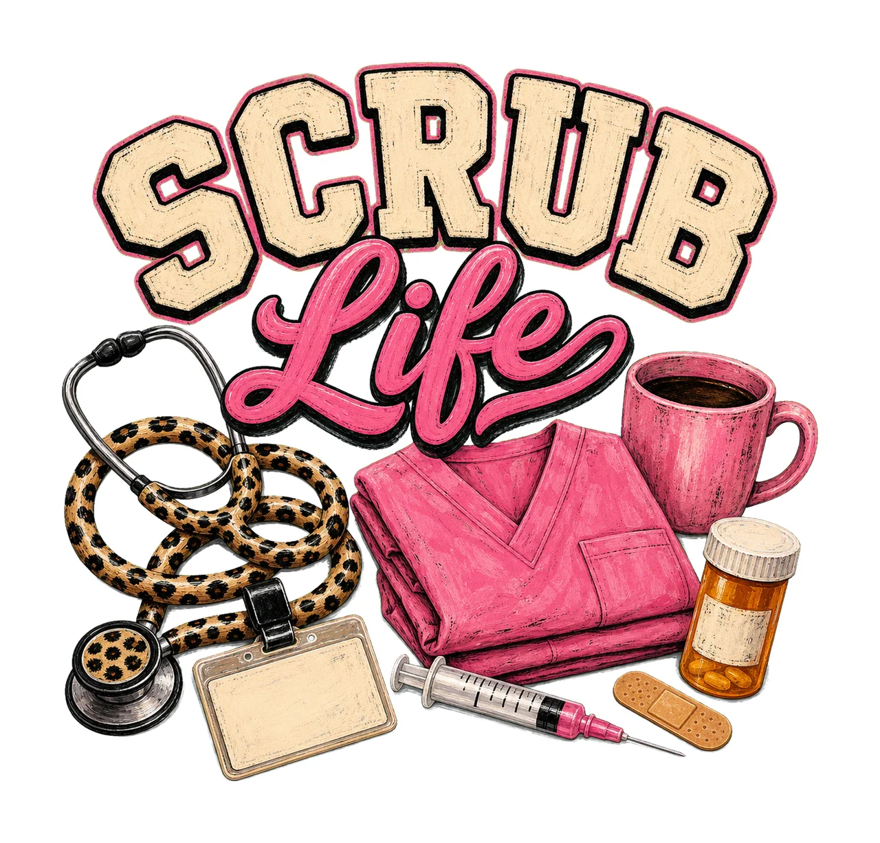 Scrub Life Leopard Nurse Shirt Design Variation A