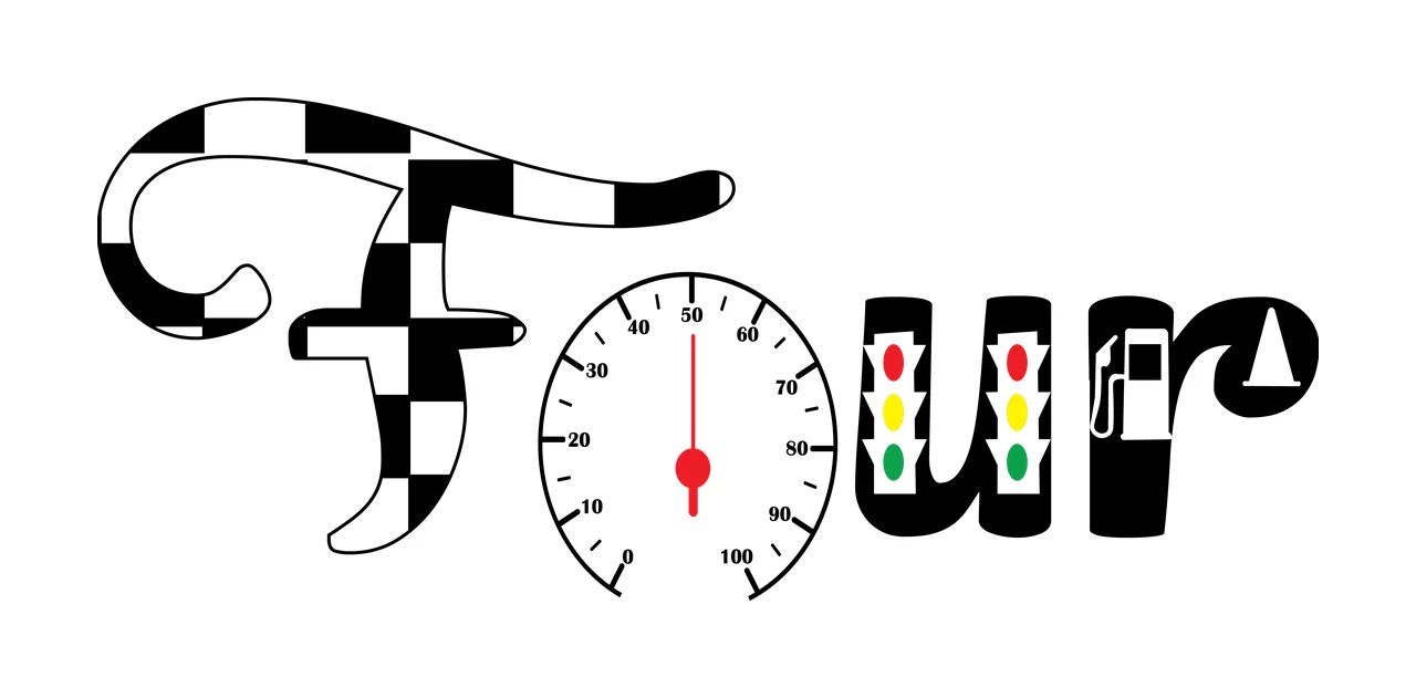 Four Black Text With Gauge Traffic Light display pump white
