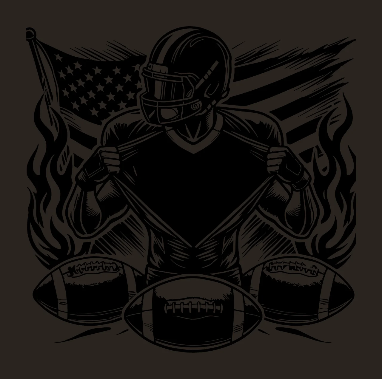 Football Player Player Flag With And Flames tearing shirt helmet contrast preview thumbnail