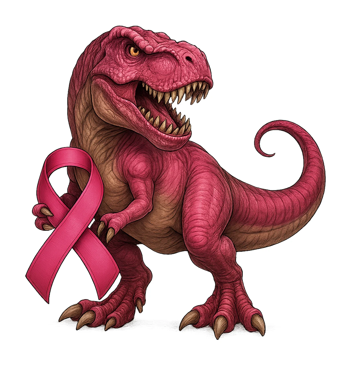 Pink Rex Breast Cancer Awareness Dinosaur Pink Ribbon Design