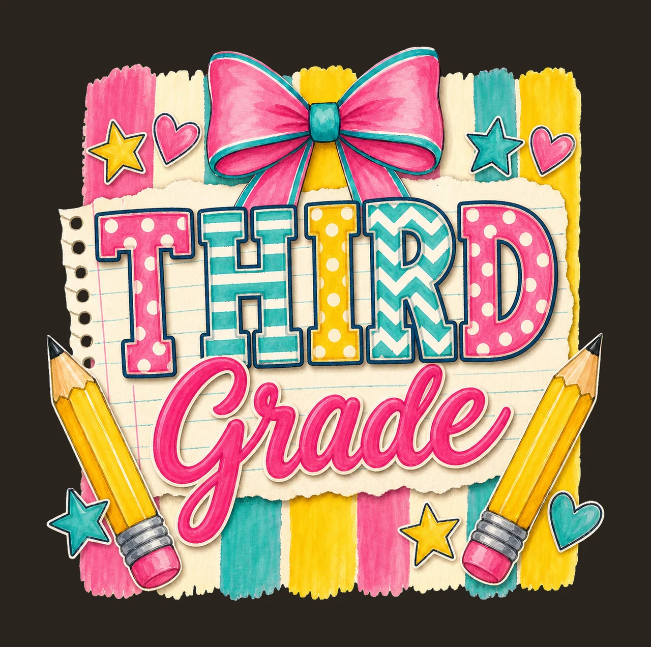 Striped Back To School Pre Kindergarten First Variation C contrast preview thumbnail