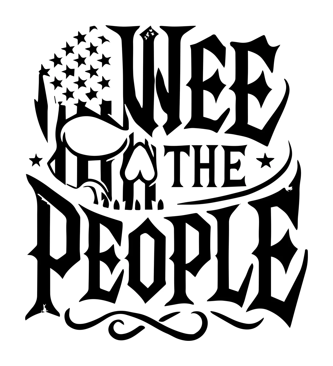 We The People Flag Typography and graphic Overlapping Stars