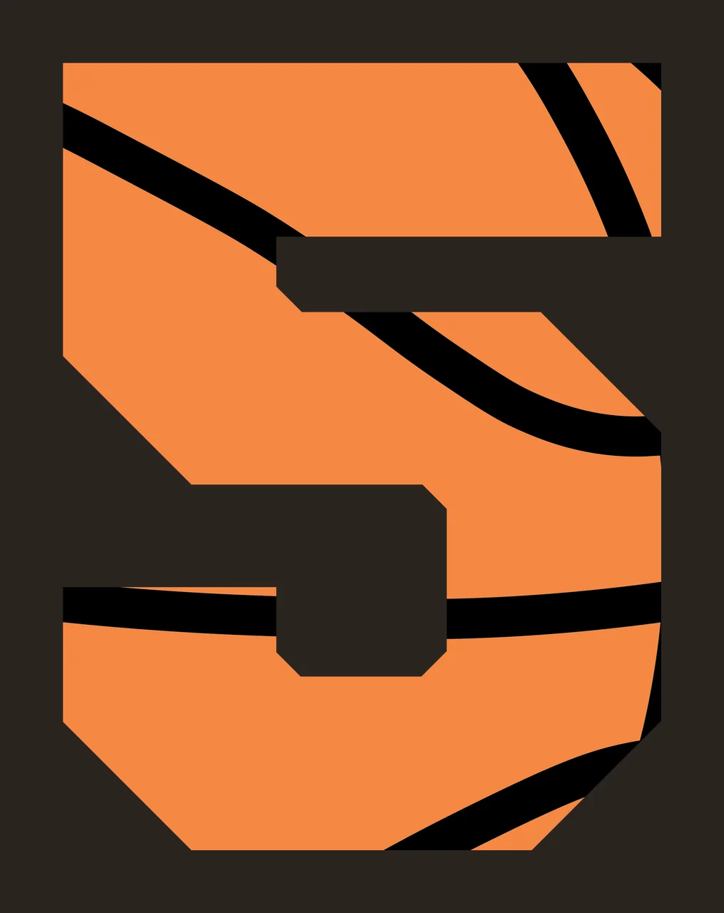 Number 5 Solid Black Numeral Five With Thin diagonal lines contrast preview thumbnail