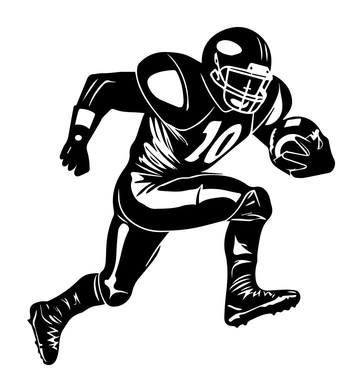 Football Player 10 Running With Number helmet padded uniform