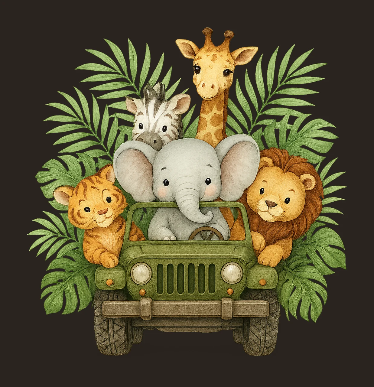 Safari Animals Baby Shower shirt Transfer Jungle Baby contrast preview thumbnail