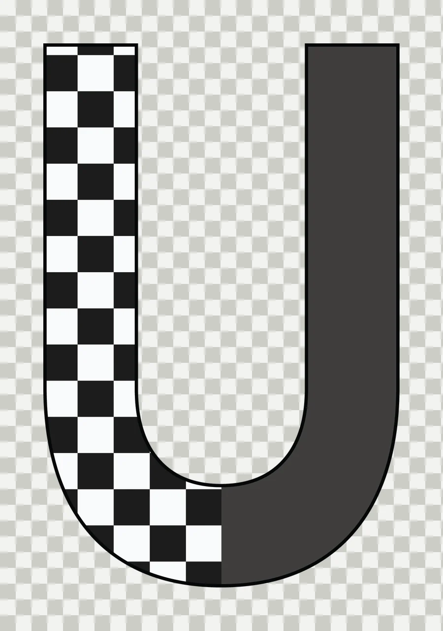 Can Glass Wrap U Letter With Checkerboard Pattern transparency and detail preview thumbnail