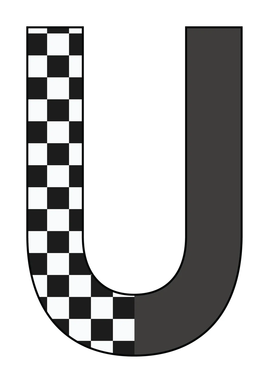 Can Glass Wrap U Letter With Checkerboard Pattern