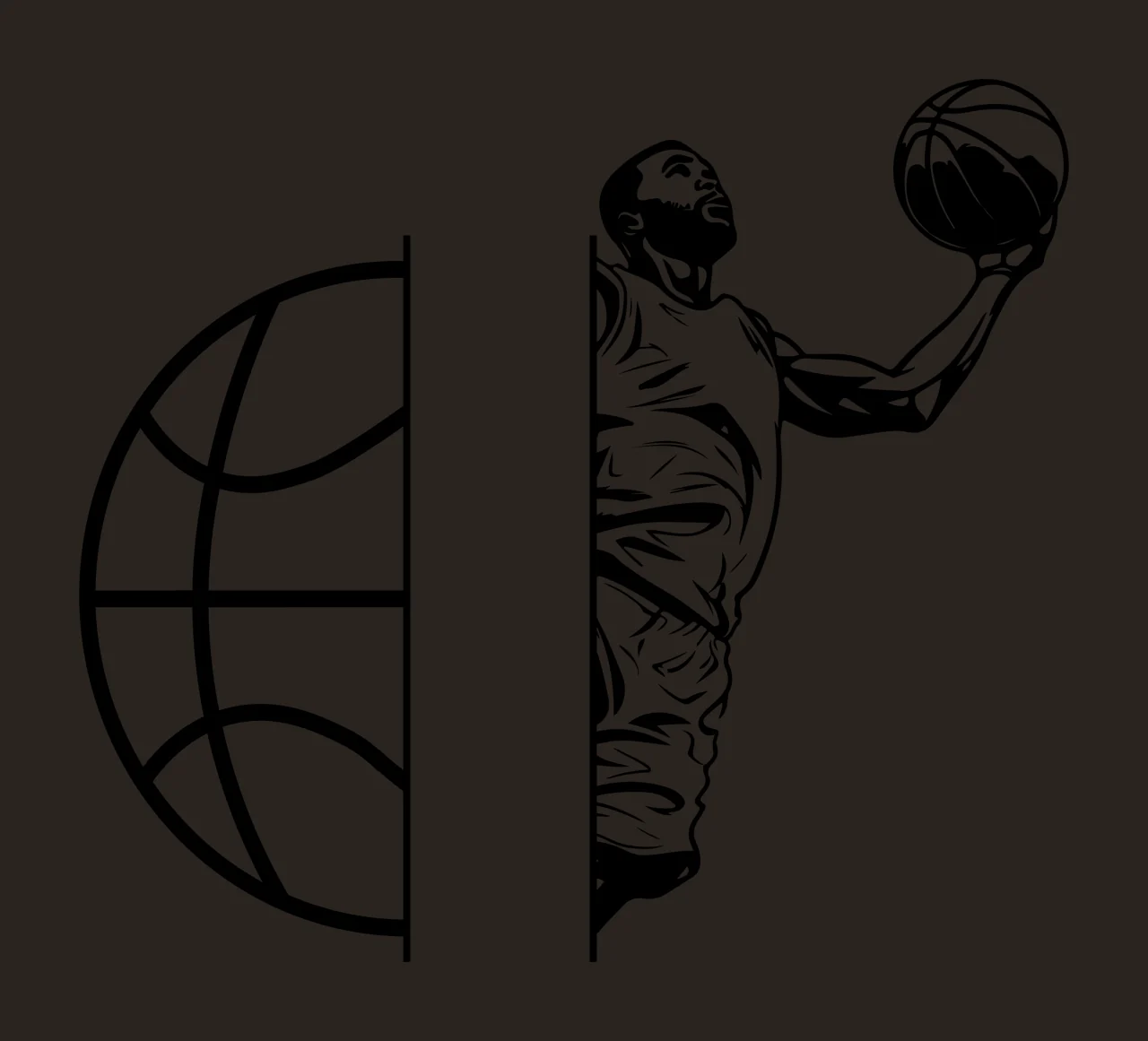 Ball Basketball Player Jumping hoop globe jersey black white contrast preview thumbnail