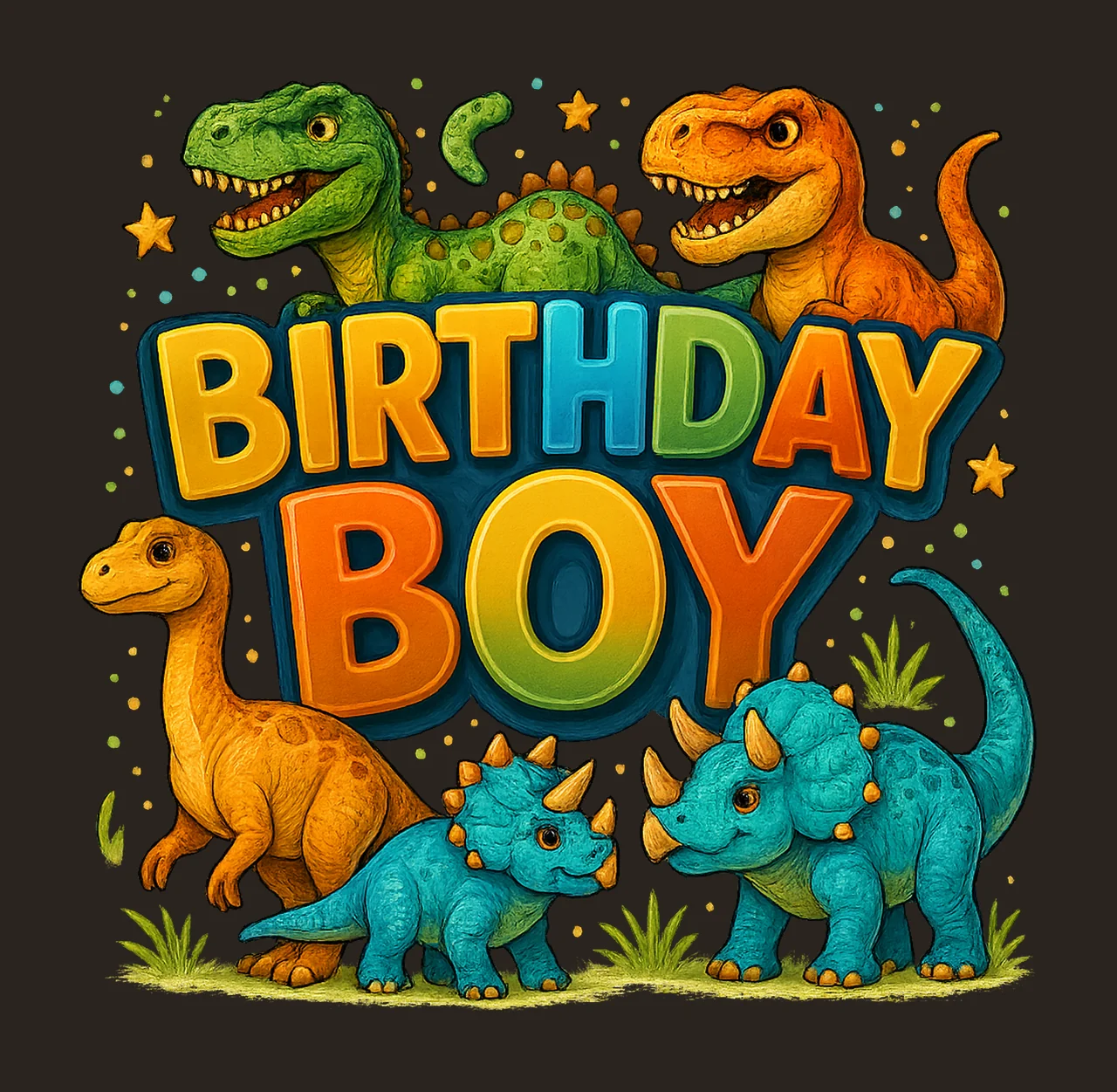 Dinosaur Birthday Boy Roar Design Kids Party Shirt Dino contrast preview thumbnail