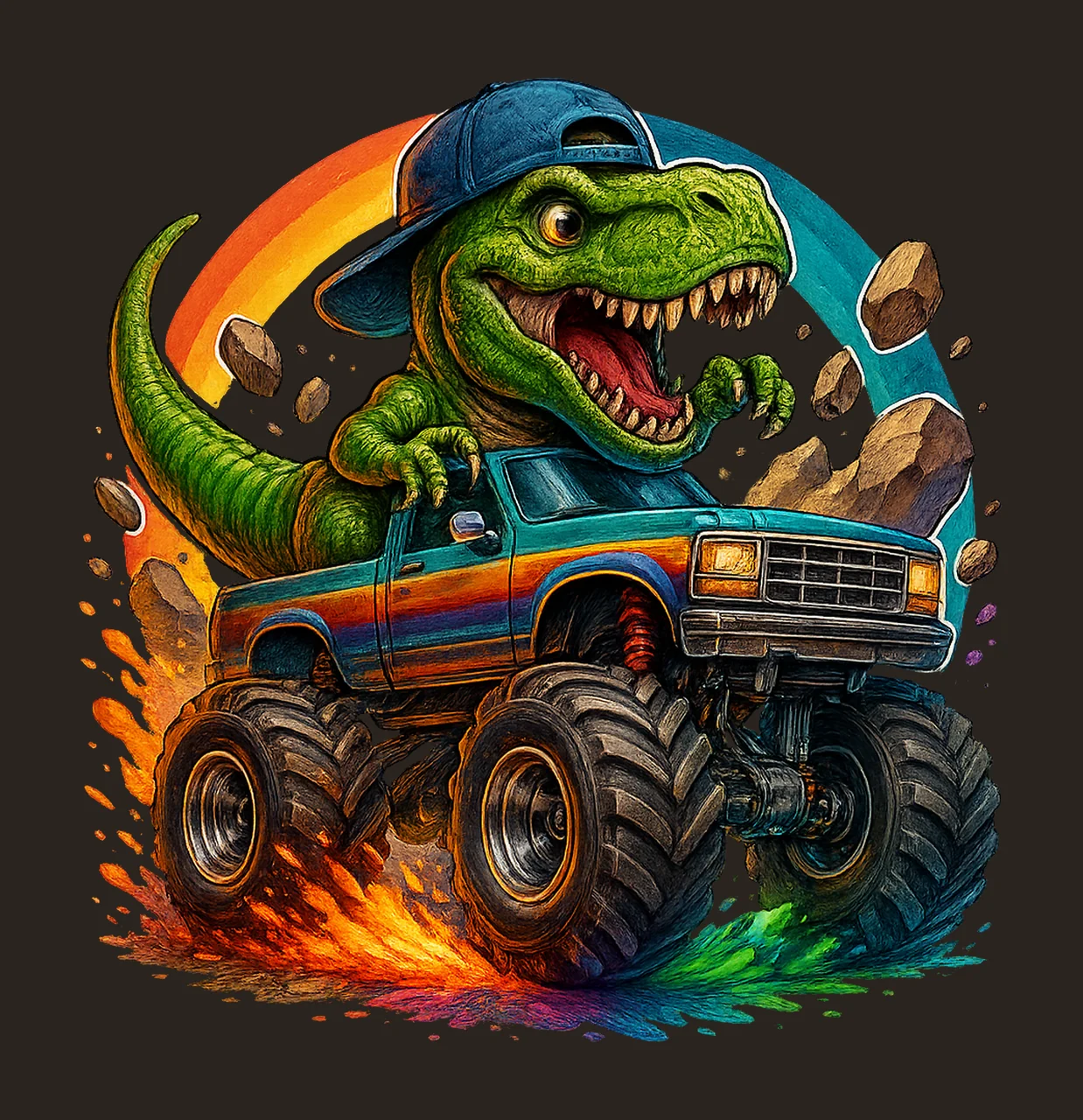 Dinosaur Monster Truck Digital Design Rex Truck Sublimation contrast preview thumbnail