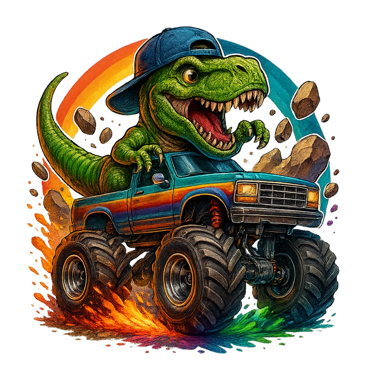 Dinosaur Monster Truck Digital Design Rex Truck Sublimation