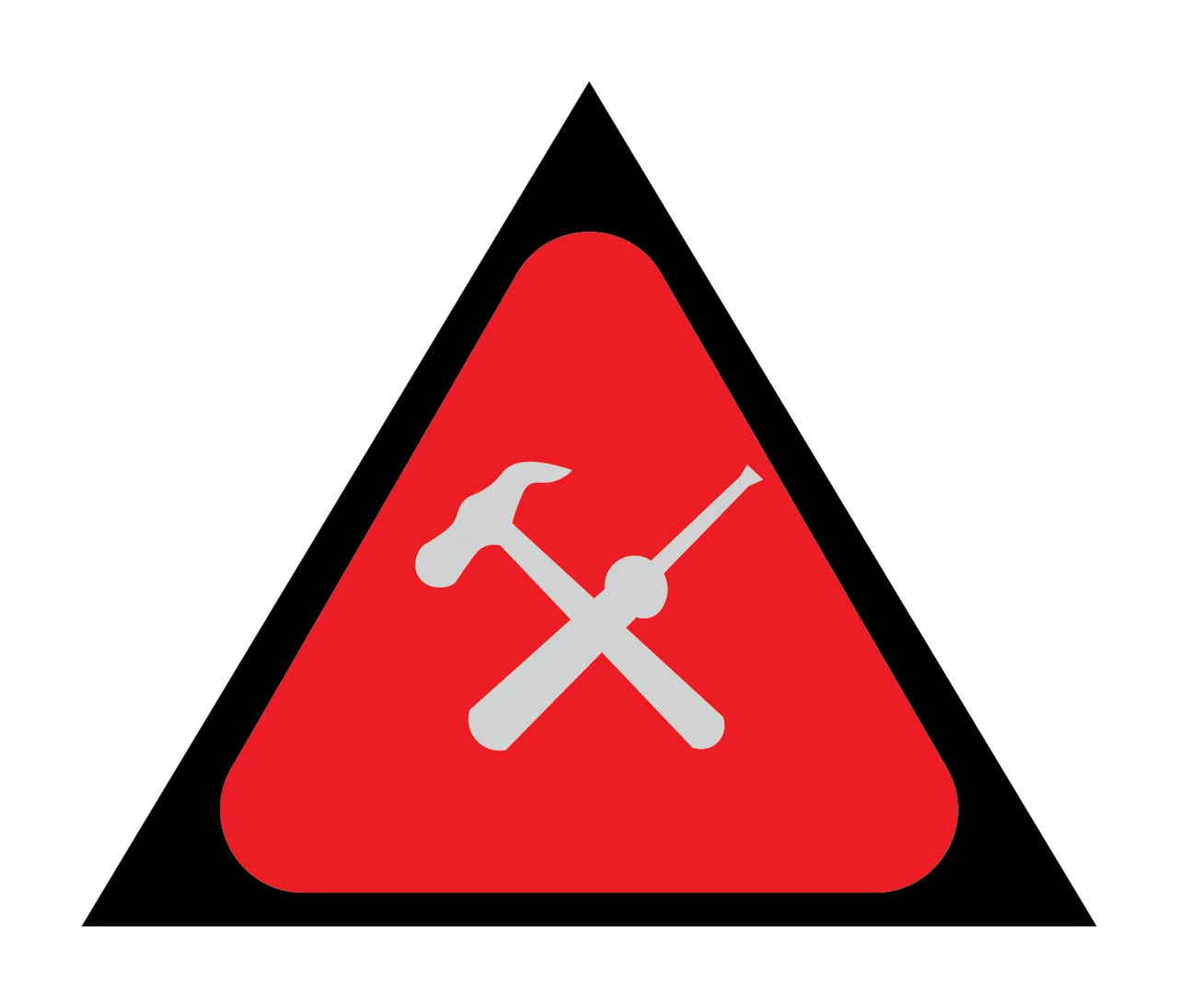 Simple Black Equilateral Triangle Silhouette On A White edges