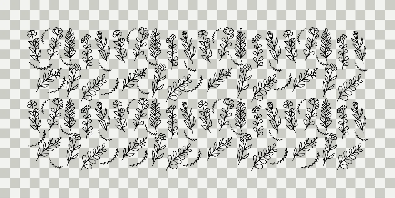 Can Glass Wrap Repeating Floral Branch Line Drawing flowers transparency and detail preview thumbnail