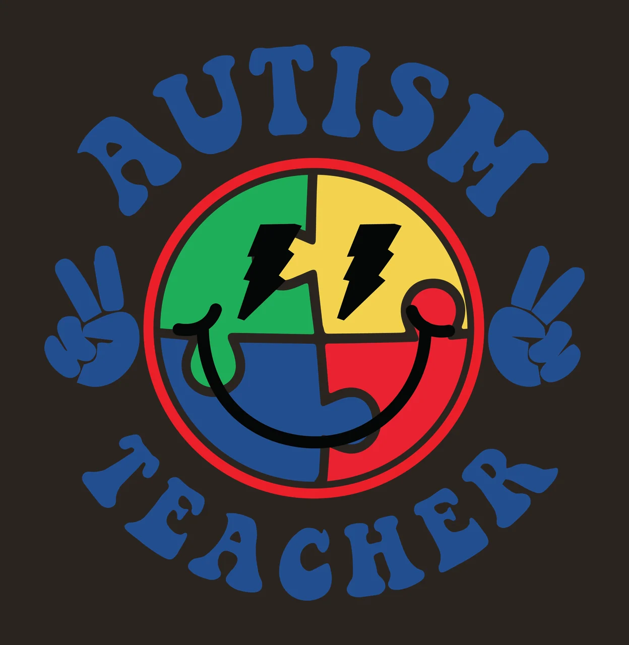 Autism Puzzle Circle Typography piece hand sign black white contrast preview thumbnail