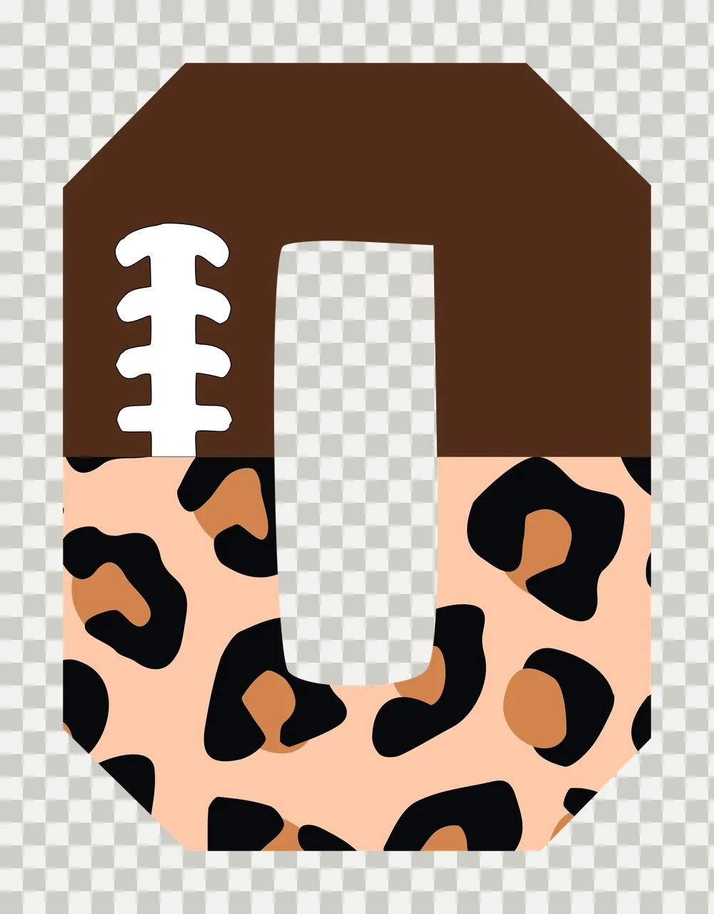 Football Font Half Leopard Character 18 american gridiron touchdown transparency and detail preview thumbnail