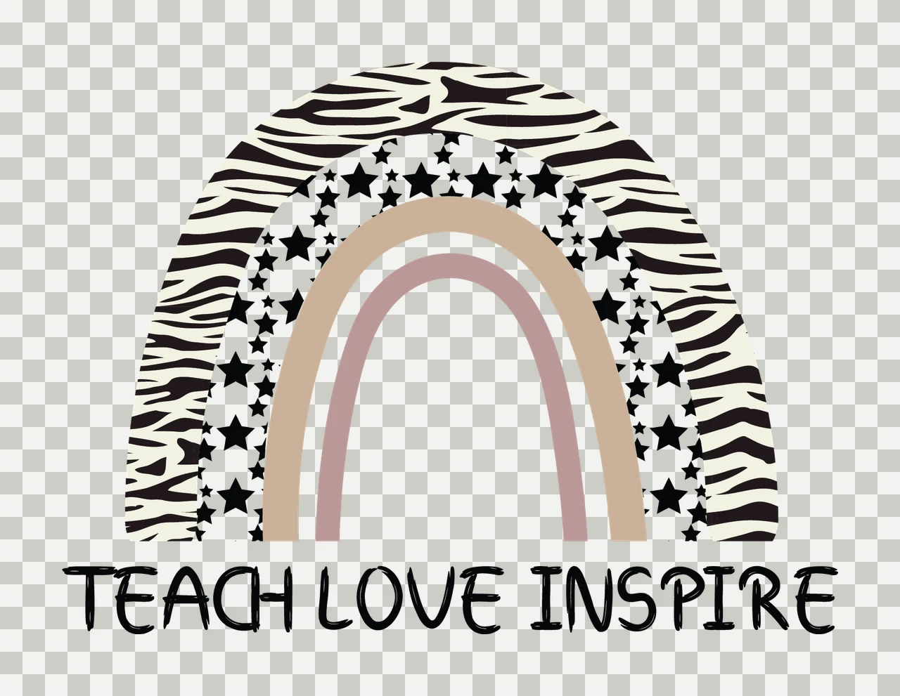 Rainbow Teach Love Inspire Star Arch stars black white slogan transparency and detail preview thumbnail