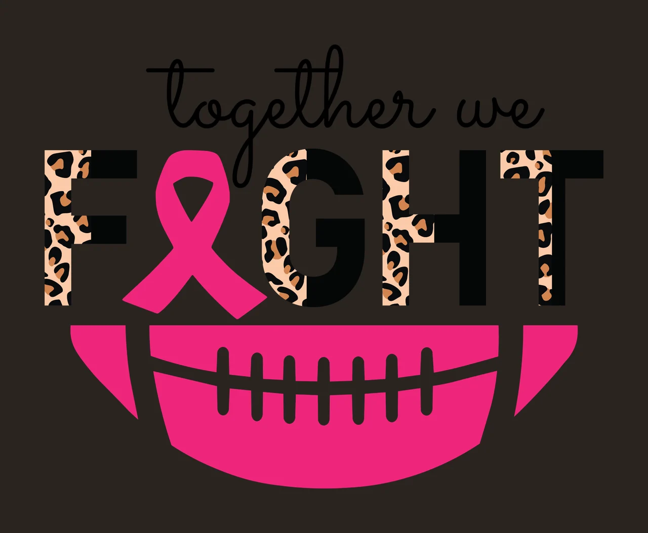 Awareness Together We Fight Typography With Football ribbon contrast preview thumbnail