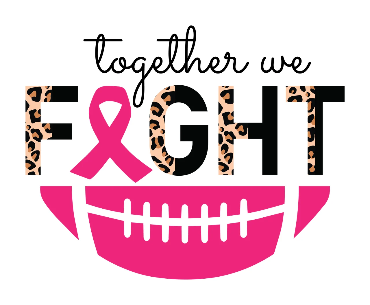 Awareness Together We Fight Typography With Football ribbon