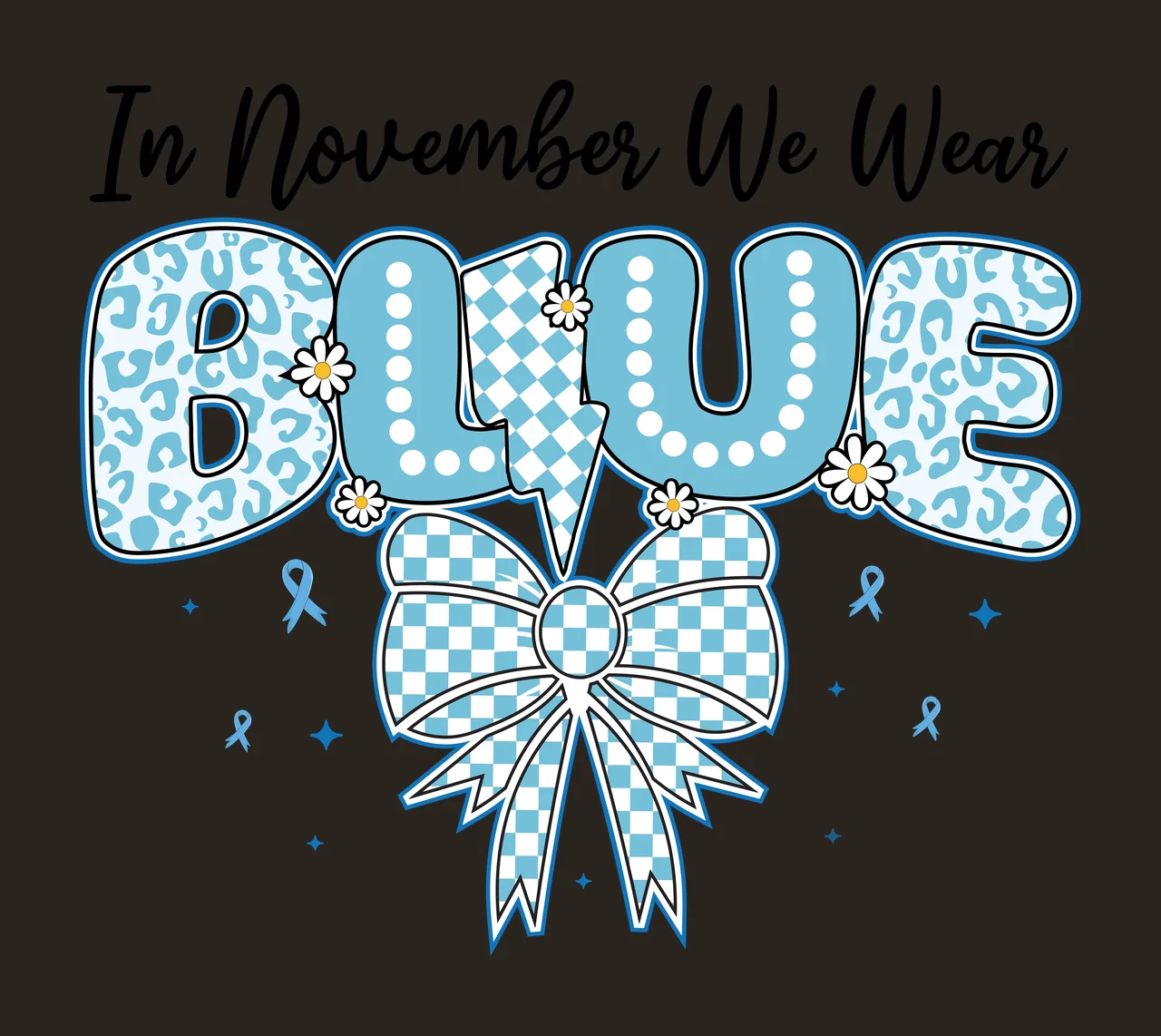 In November We Wear D Text letters ribbon stars silhouette contrast preview thumbnail