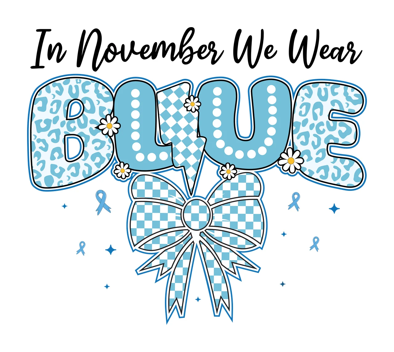In November We Wear D Text letters ribbon stars silhouette