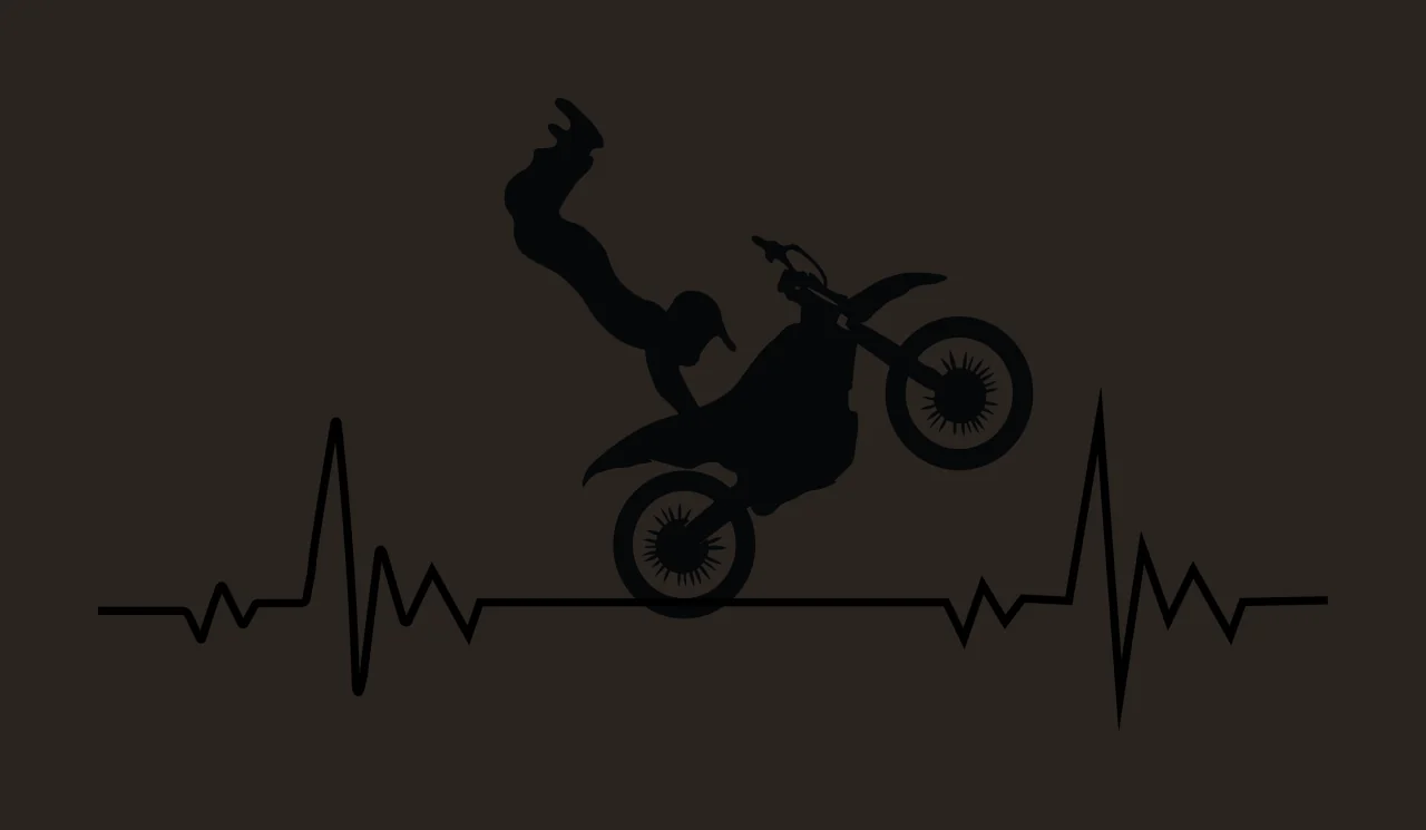 Motocross Heartbeat Line Graphic Design motorcyclist performing a contrast preview thumbnail