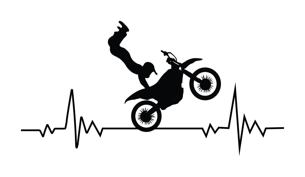 Motocross Heartbeat Line Graphic Design motorcyclist performing a