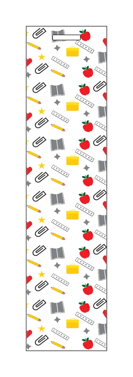 School Supplies Icons Vertical Pattern apple ruler pencil book