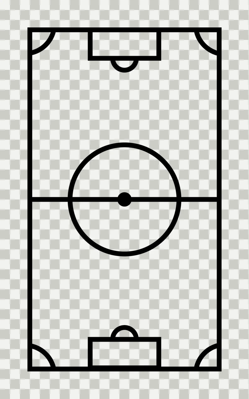 Soccer Black Outline Field Diagram lines center circle goals transparency and detail preview thumbnail