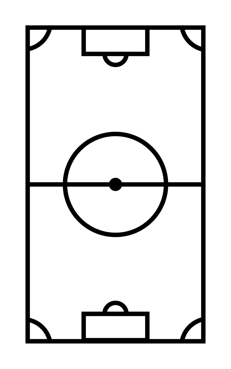 Soccer Black Outline Field Diagram lines center circle goals