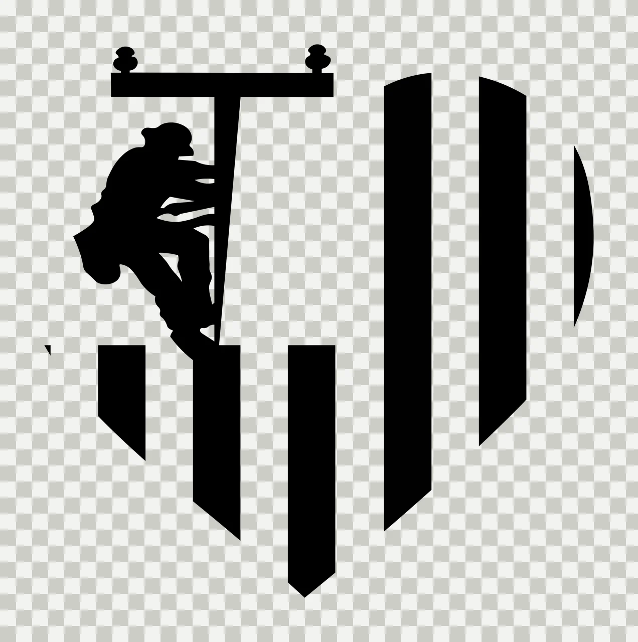 Lineman Silhouette Inside A Heart Shape With Vertical climbing transparency and detail preview thumbnail
