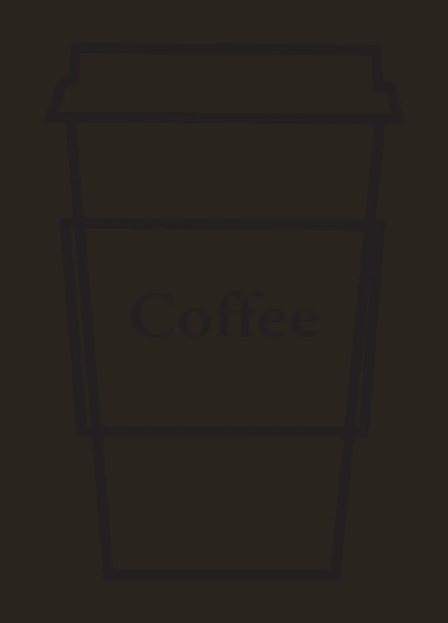 Coffee Coffee cup Design with black outline coffee cup, lid, white cup body and black 'Coffee' text contrast preview thumbnail