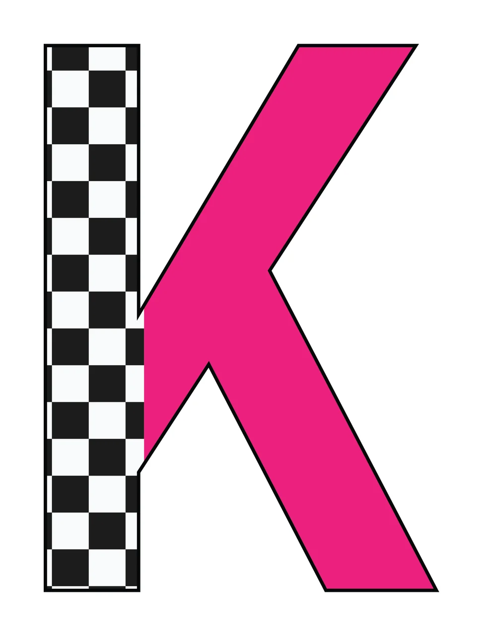 Can Glass Wrap K Letter With Checkered Pattern