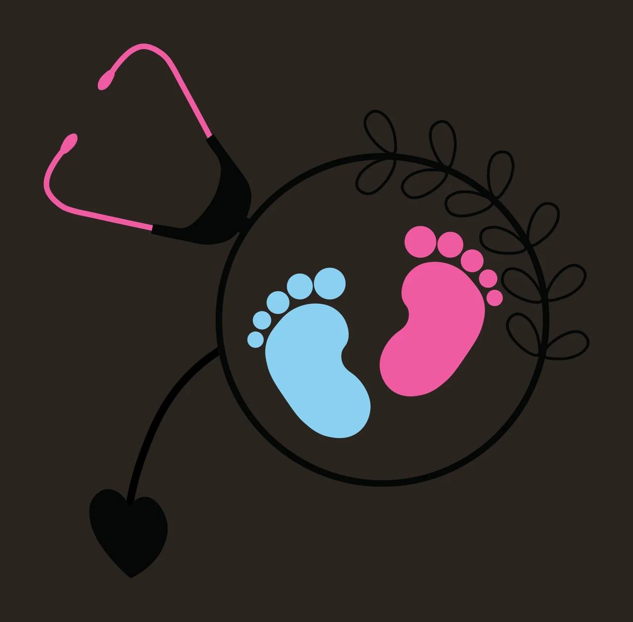 Baby Feet With Stethoscope Heart Shape symbolic composition contrast preview thumbnail