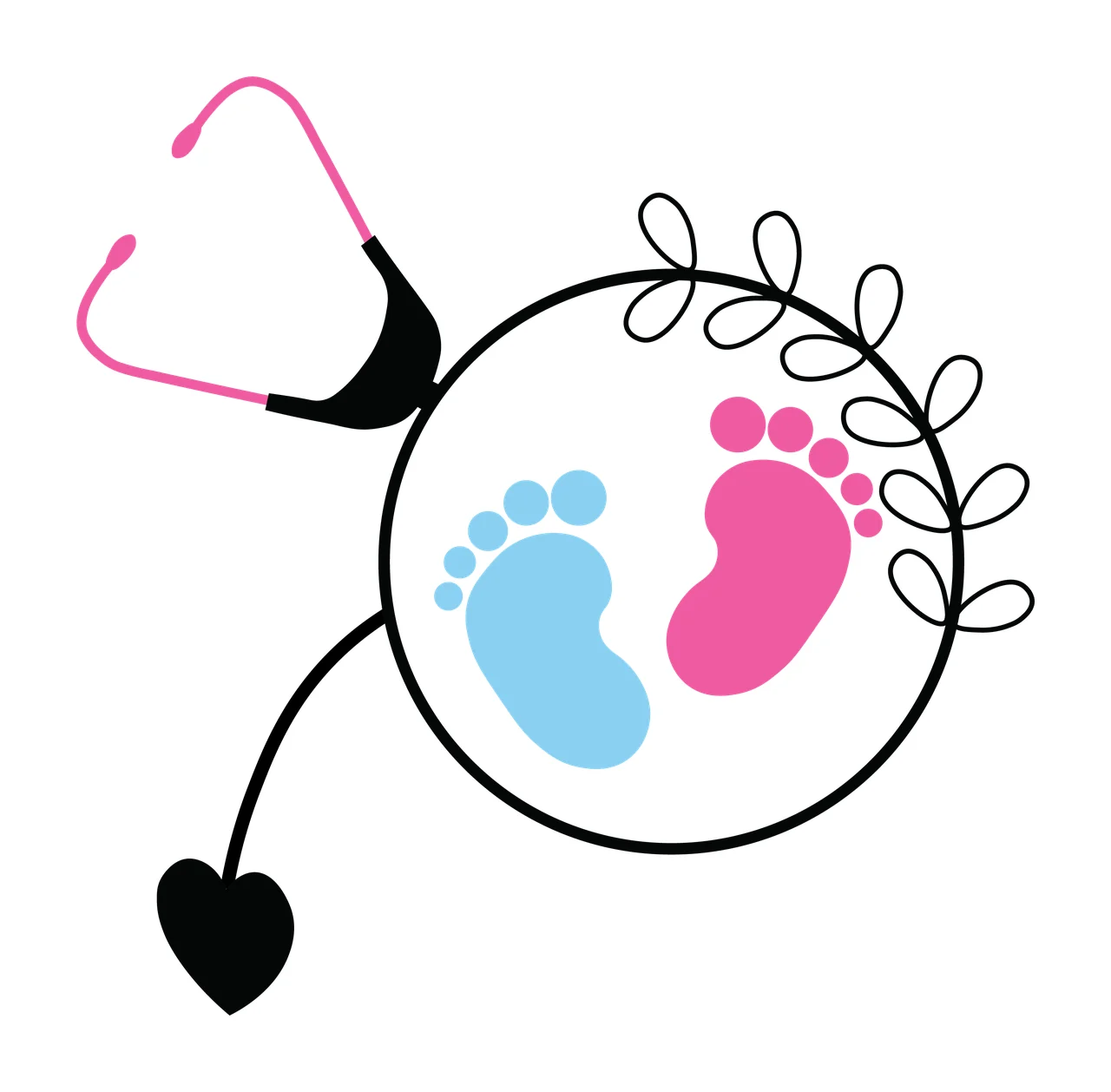 Baby Feet With Stethoscope Heart Shape symbolic composition